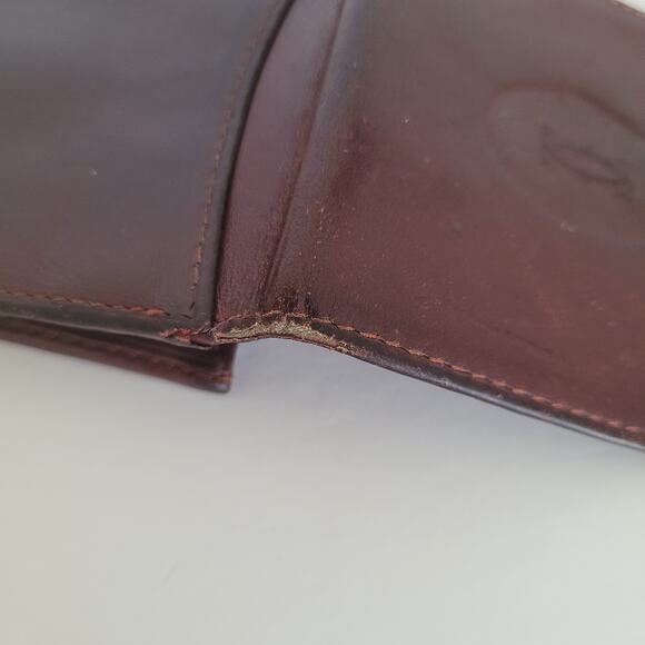 Cartier Vintage Mini Coin Case Pouch Wallet Bordeaux Leather Small Red Burgundy - Picture 9 of 11